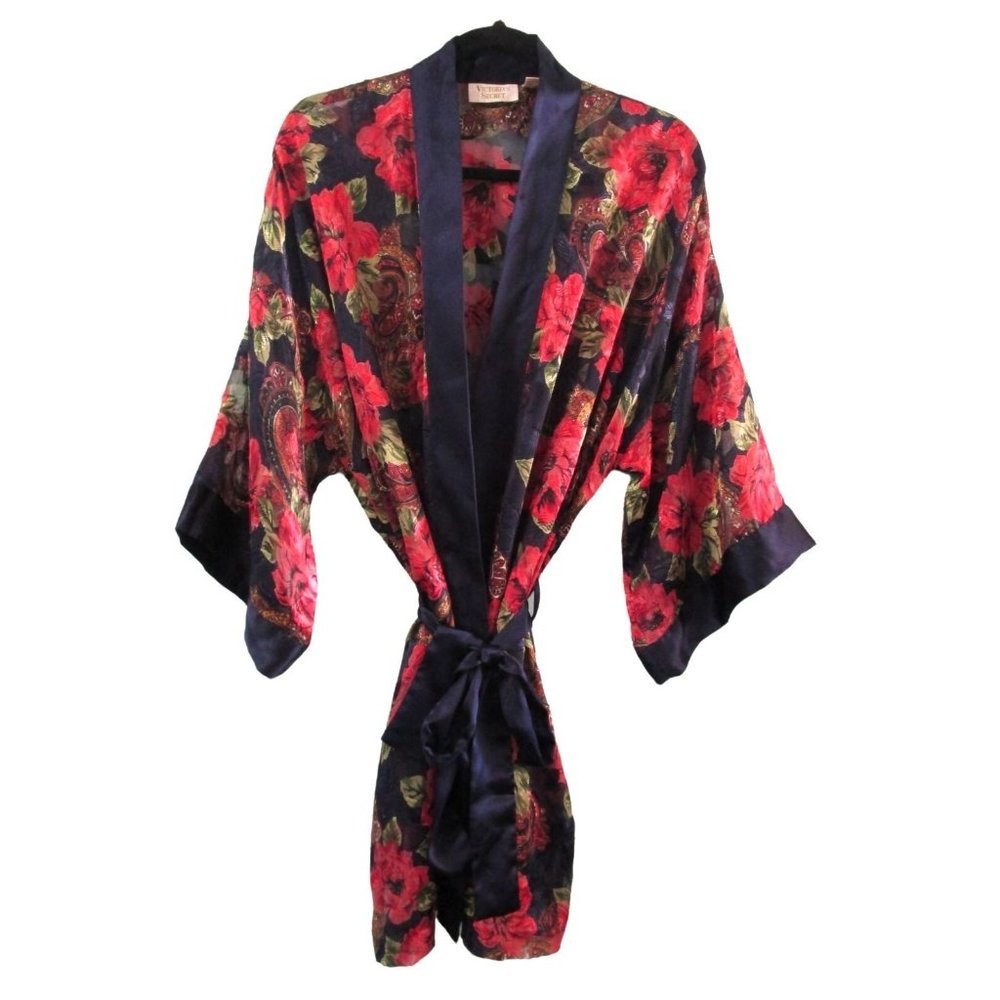 Vintage Victoria's Secret Gold Label Sheer Floral Paisley Robe One Size GUC - Picture 1 of 12